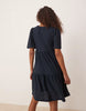 JDY tiered eyelet midi dress in navy