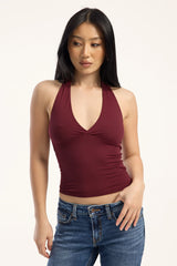 L&t Sylvia Halter Top Burgundy