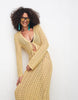 Noughts & Kisses scoop neck crochet long sleeve maxi dress in yellow