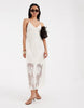 Object all-over lace cami midi dress in cream