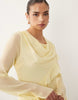 Daska chiffon high cowl neck frill detail maxi dress in lemon