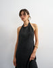 Topshop soft touch cupro halter neck low back maxi dress in washed black