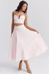 ballerina pink a-line midi skirt