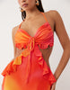 Wanderdoll Lola halterneck ruffle cut out detail maxi dress in pink ombre