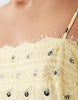 cami maxi slip dress with lace trims in buttermilk base spot print