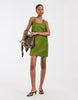 & Other Stories summer mini dress with bottom hem adjustable drawstring in green