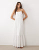 Mango Teen tiered strappy maxi dress with embellished trim in white