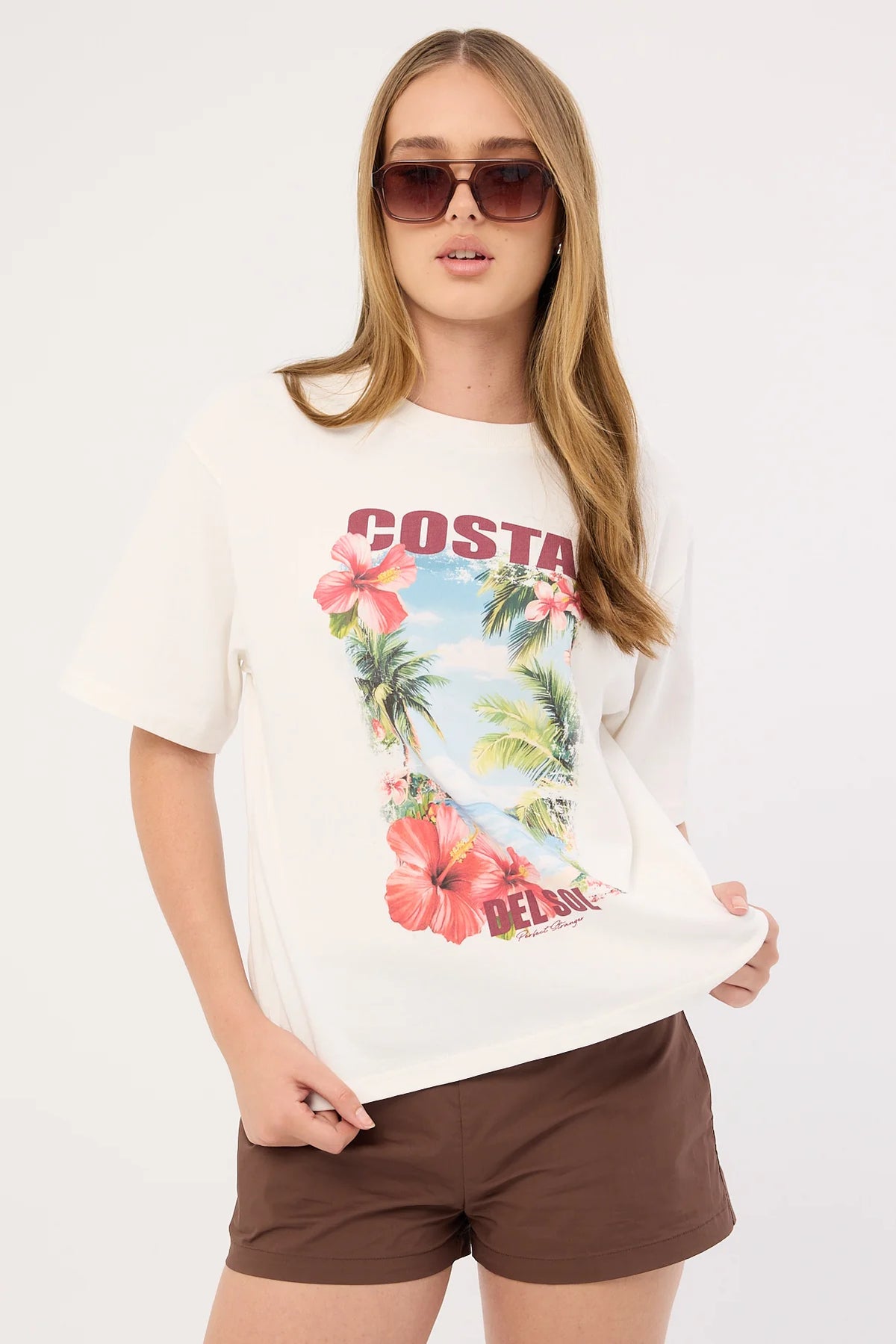 Perfect Stranger Costa Del Sol Oversized Graphic Tee White