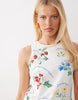 Nobody's Child Palermo linen blend sleeveless shift mini dress in white fruit print