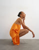Topshop linen rich blend bandeau drape mini dress in orange