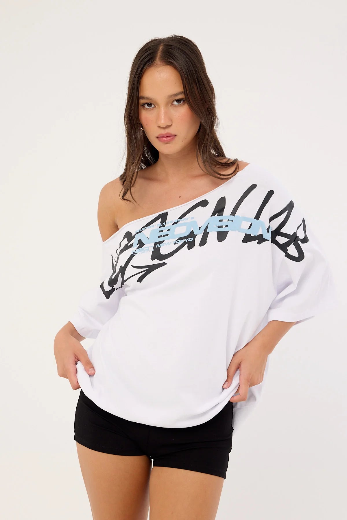 Neovision Shard Off Shoulder Relaxed Tee White