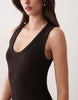 lightweight bouclé scoop maxi dress in chocolate