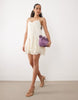 Abercrombie & Fitch v neck ruffle hem mini dress in cream