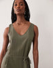 JDY Tall tie waist linen blend maxi dress in khaki