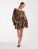 Aray sheer off the shoulder mini beach dress in animal print