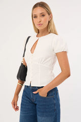 Perfect Stranger Aurora Keyhole Top White