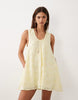 BRONZE SNAKE Samira scoop neck eyelet smock dress in lemon yellow