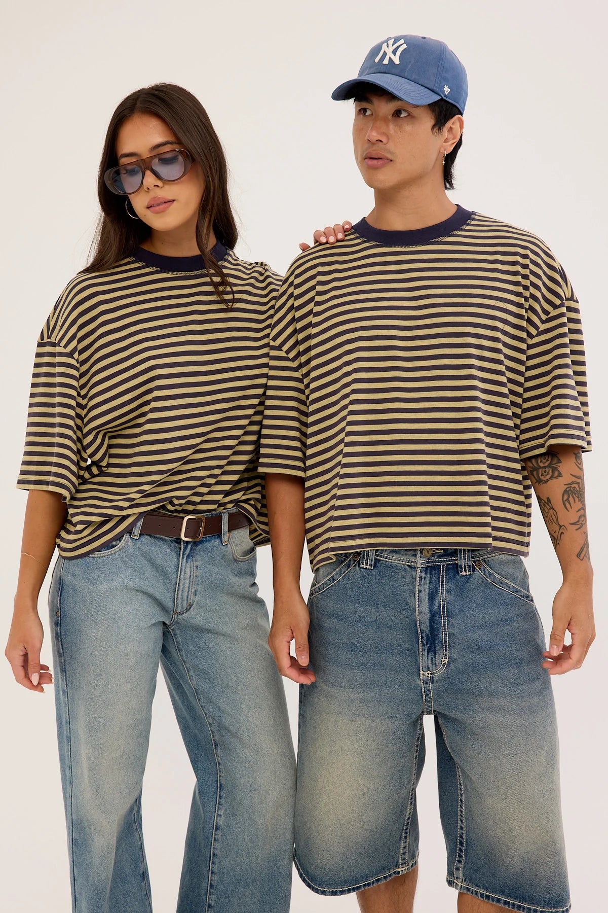 Lioness Bloom Short Sleeve Beige Stripe