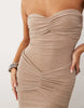 Wanderdoll Pia bandeau ruched hotfix maxi dress in mocha