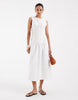 Vero Moda poplin pleated waist sleeveless midi dress in white