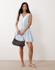 Miss Selfridge lace mix chambray denim dress in blue wash