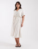 ONLY Curve linen mix shirt dress in cream
