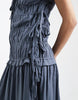 Daisy Street eyelet shirred maxi dress with puff sleeves in blue gray