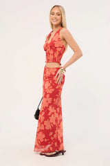 Perfect Stranger Zinna Maxi Skirt Red Print
