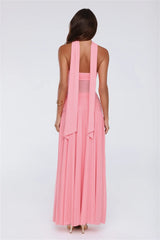 Island Allure Mesh Strapless Maxi Dress Pink
