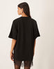 oversized mini dress with lace hem trim in black