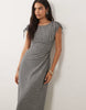 Threadbare sleeveless woven gingham dress with ruched detail in black & white