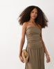 Brave Soul strapless maxi drop waist jersey dress in brown