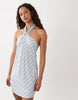 Cotton On linen halterneck dress in blue stripe