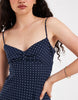 Hollister twist bust slip midi dress in navy polka dot print