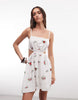 Miss Selfridge embroidered tie back mini dress in white