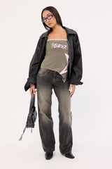 Neovision Radical Strapless Asymmetrical Top Khaki Green