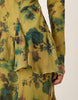 long sleeve ruffle chiffon maxi dress in green floral