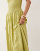 shirred bodice broderie maxi dress in light green