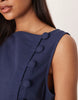 slash neck asymmetric vest midaxi sundress with dropped waist in navy