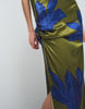 Topshop sleeveless knot side satin maxi dress in green and blue floral