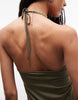 Weekday halter neck mini dress in khaki green - exclusive to ASOS