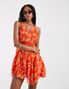 Free People Raven printed mini dress in red combo