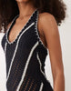 crochet knit mini dress with blanket stitch detail in black