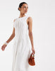 Vero Moda poplin pleated waist sleeveless midi dress in white