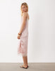 ARKET lace midi slip dress in light pink