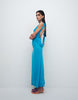 slinky maxi dress with drape knot back detail in turquoise