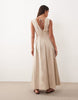 ARRANGE cinched waist pleated maxi dress in stone