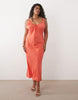 Curve scoop neck bias cut scarf neckline midaxi dress in coral