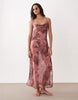 Aray sheer beach maxi dress in leopard floral print