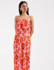 PIECES plisse cami dress with tiered ruffle top detail in bold floral print